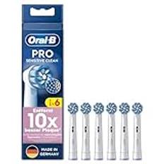 Oral-B Pro Sensitive Clean – ORIGINAL Aufsteckbürsten für Elektrische Zahnbürste – Sanfte Zahnreinigung, Ersatzbürsten mit X-Förmige Borsten, Zahnbürstenaufsatz, Made in Germany – Weiß, 6 Stück