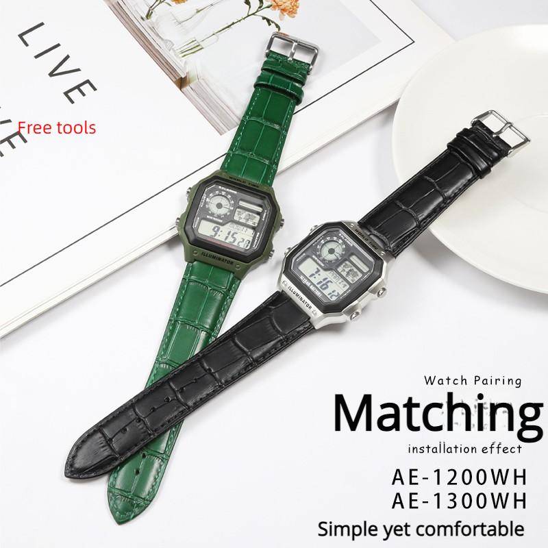 AE1200 Äkta Läderarmband För Casio G-Shock AE-1200WH/1300/1000 A159 A158W A168 F91w Herr Modifierat Ko-läder Armband Klockarmband