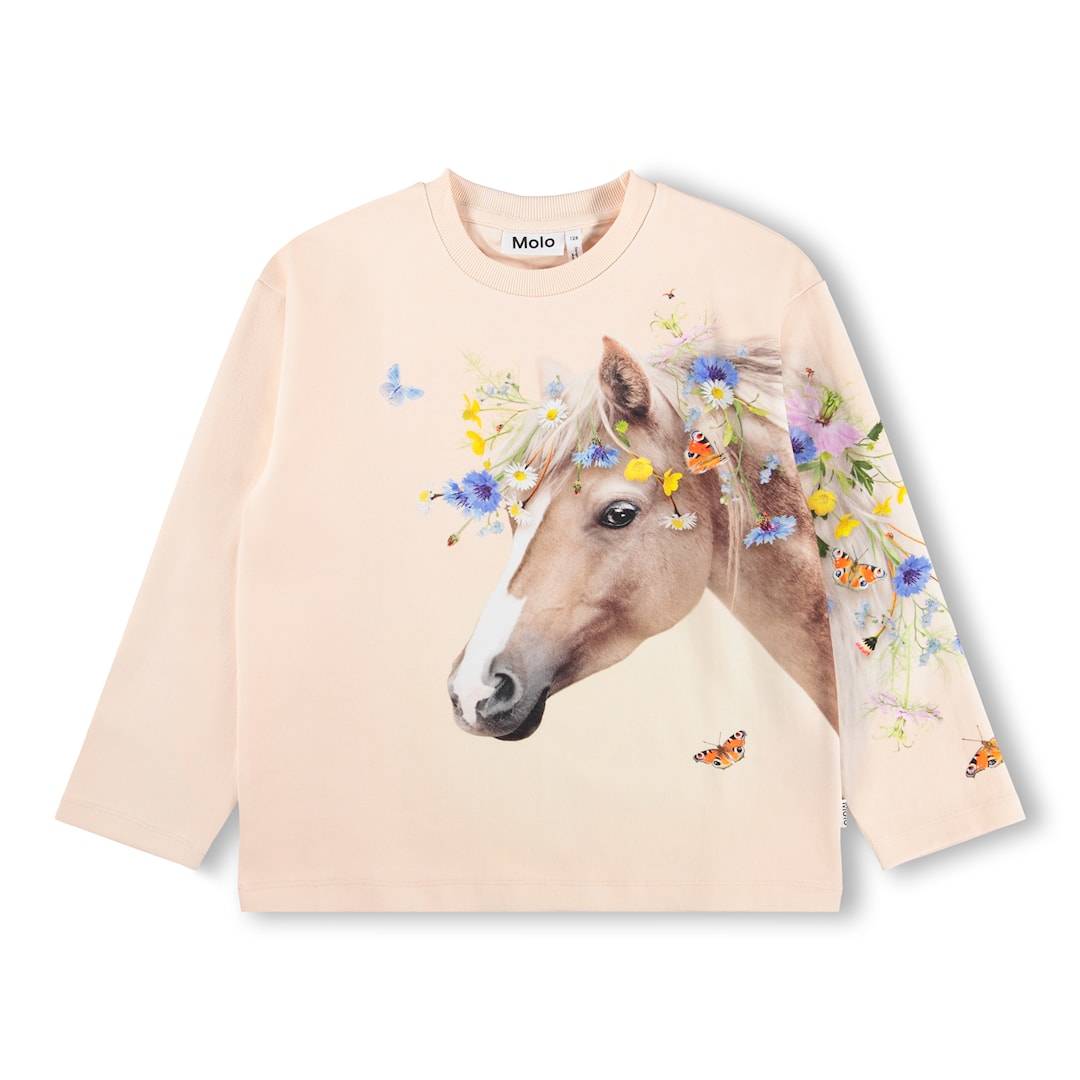 Molo GOTS Mountoo Sweatshirt Meadow Horse Meadow Horse 110 cm Rosa 110 cm Flickor