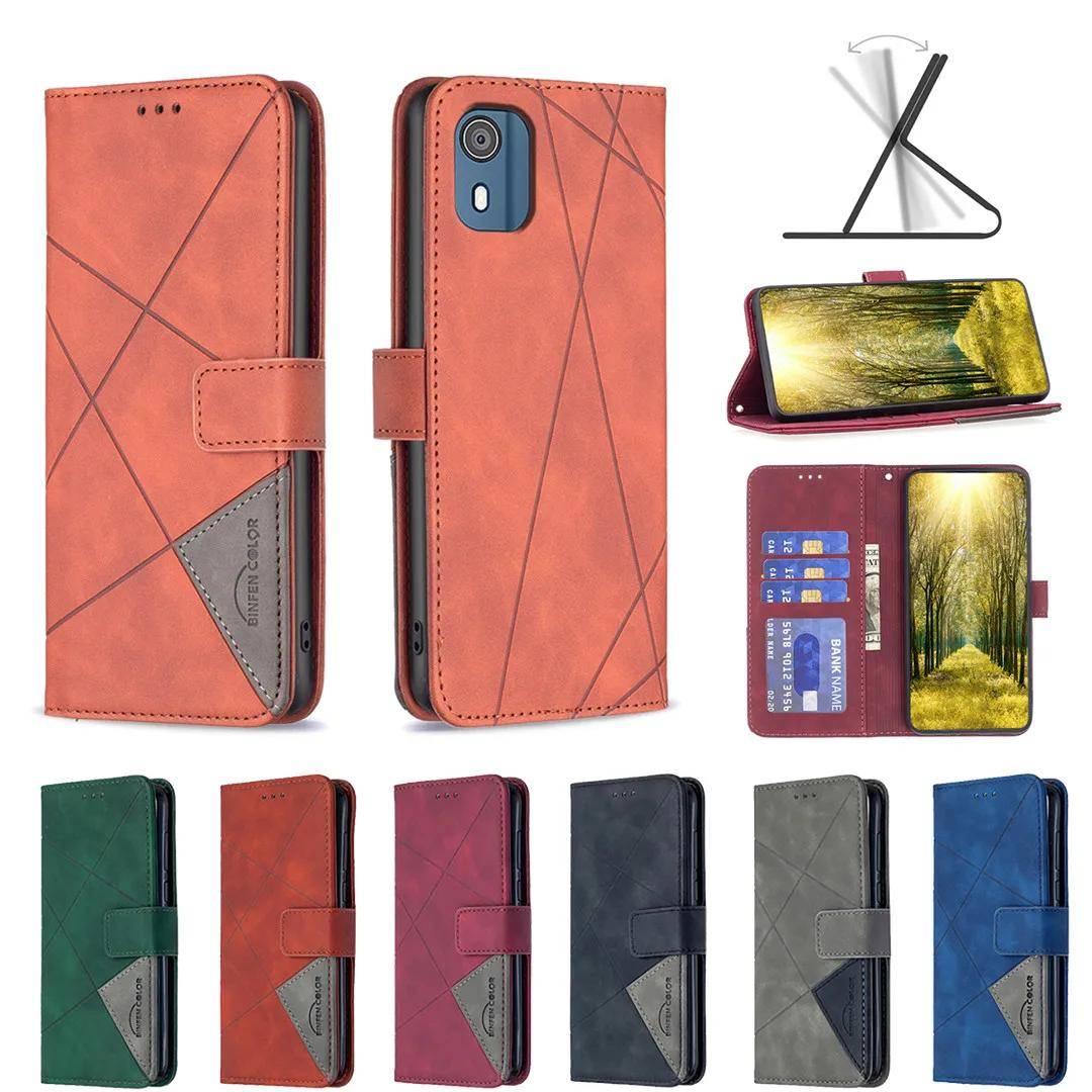 Lyxigt Fodral i Läder med Lock för Nokia C02 G42 G310 C110 C12 C22 C32 G22 C21 G21 G11 G20 1.4 C1 Plus 5.4 2.4 3.4 2.3 1.3 5.3 Skydd grå