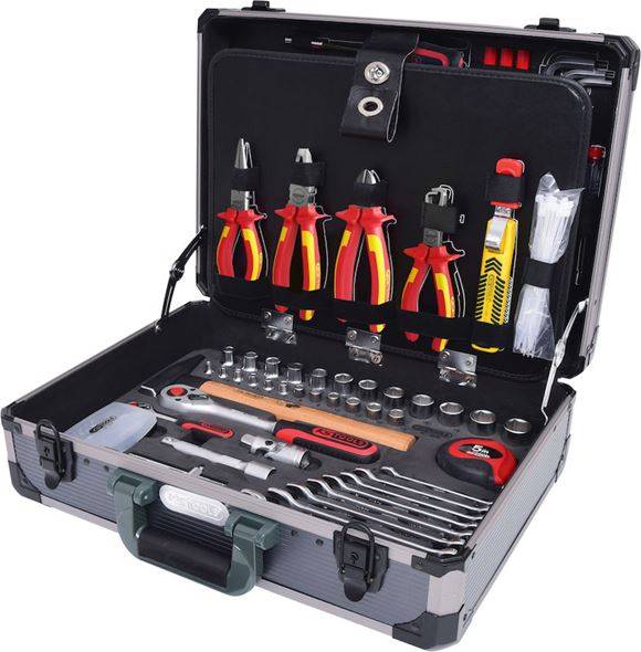 Verktygssats Elektriker 1/4'' + 1/2'' Cederik, 128 delar, FlankTracti