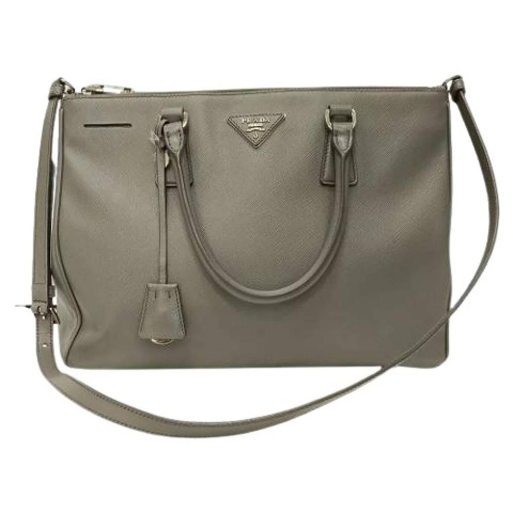Prada Vintage Pre-owned Medium Galleria Double Zip Tote Bag - Vintage - Dame - Grå - ONE SIZE - Uld