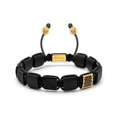 Nialaya, Accessoarer, Herr, M, Nylon, The CZ Flatbead Collection - Black Onyx and Black CZ