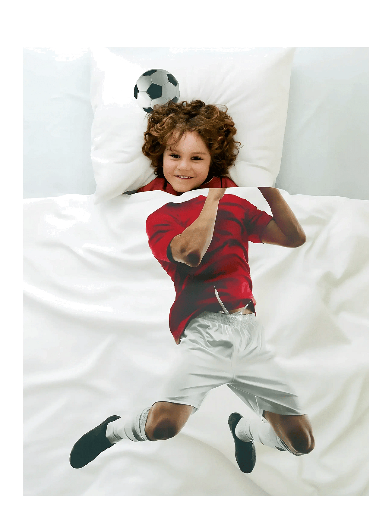 Borganäs of Sweden Duvet Cover Set Football Player Multi - White - 1ST 150X210 cm