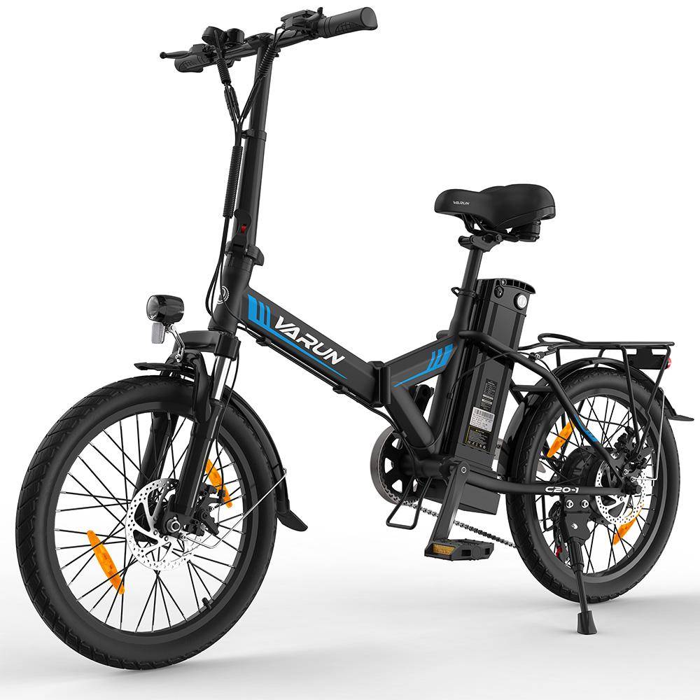 Elektrisk cykel hopfällbar VARUN C20 250W Motor 20 Däck 48V 7.8AH Vuxen Ebike Topphastighet 25Km/h 7 Växlar Max Räckvidd 55Km Last 150Kg Svart svart