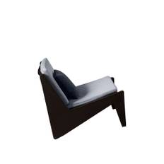 Cassina - 058 Kangaroo, Oak Stained Black, Seat Cushion Kat.Y Pelle Extra 13Y285 Cenere - Lænestole - designer_pierre_jeanneret - Træ farvet - Læder/Træ