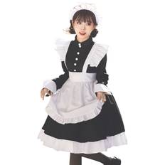 Lolita Maid Cosplay Short Sleeve Large Size Classic Above the Knee White Black [Lady Lazy] (L)