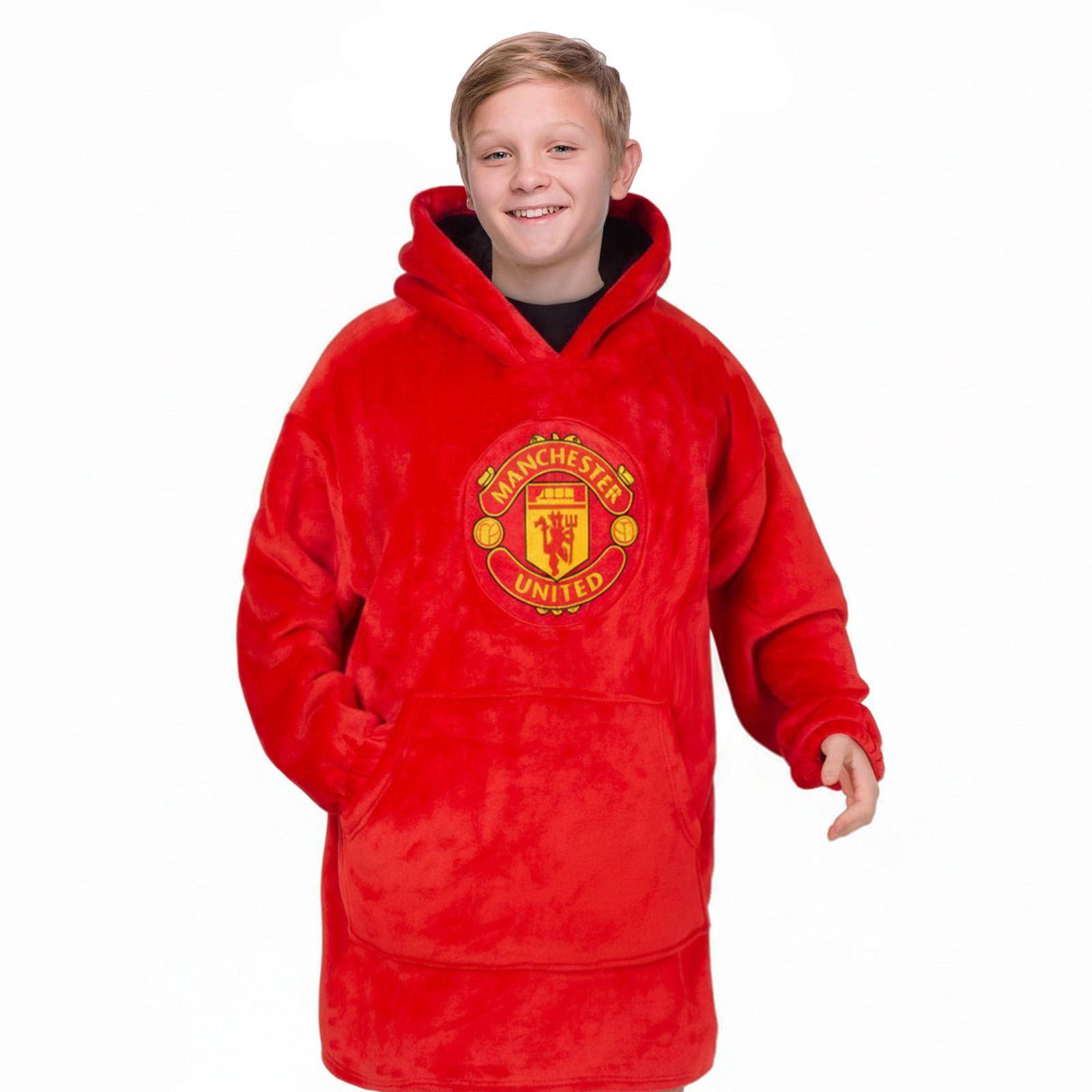 Manchester United FC Barn/Barn Crest Oversized Filt-Hoodie 6-10 Years