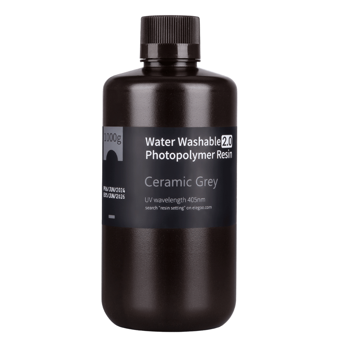 Elegoo Water-Washable Resin V2.0 - 1 kg - Ceramic grey.