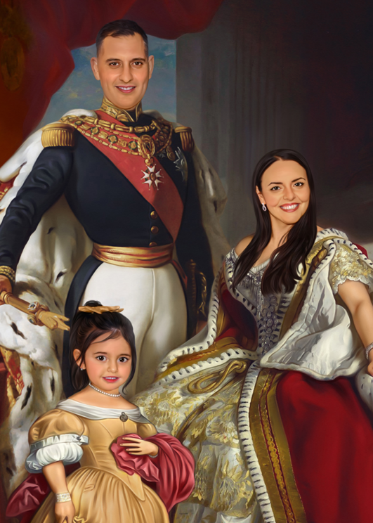 Royal Family + Daughter - Personlig Tavla - Monterad Canvastavla / 50x70 (Bästsäljare)