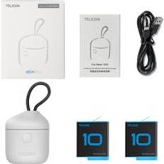 Gopro 10 9 snabbladdare förvaringsbox 1750 mah uppladdningsbart batteriladdningsfodral för go pro hero 9 10 sportkameratillbehör - 1 laddare 2 batteri