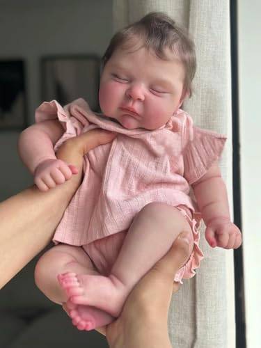 MineeQu Verkliga livet Reborn babydockas tillverkade i viktad tygkropp och vinylben - 19 tum sovande realistiska Newborn girl Dolls som ser verkliga ut och känns verkliga