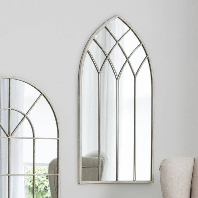 Roebuck Arched Window Pane Mirror 95x50cm - Cream