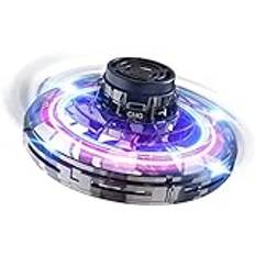 FLYNOVA UFO Mini Drone Flying Ball Flying Ball Uppgradering Flight Gyro Flying Spinner, med 360° LED-upplyst ljus, Lämplig för Barn Vuxna Inomhus Utomhus Flygande Leksaker (svart)
