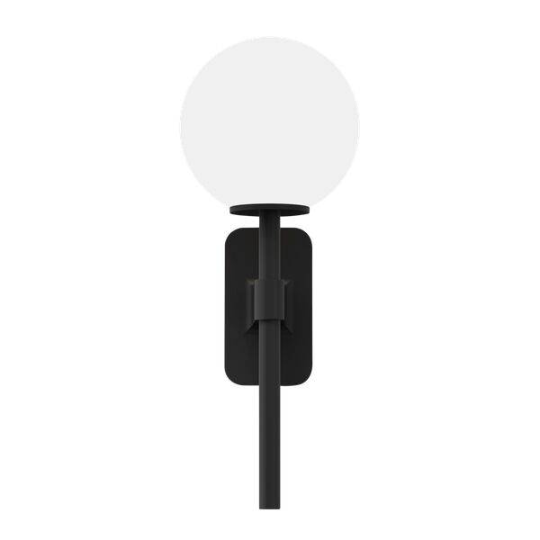 Tacoma Enkel Vägglampa Matt Svart & Lampskärm Opal - Matt svart / Opal