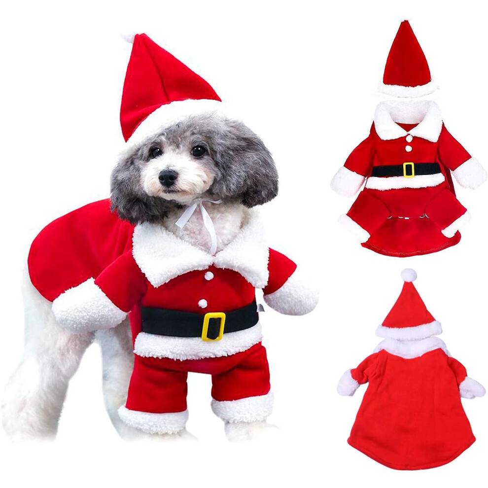 Hyggeligt juletøj til kæledyr, julemandskostume til mellemstore hunde, perfekt gave til højtiderne, sødt designet outfit, nem at rengøre, ideel