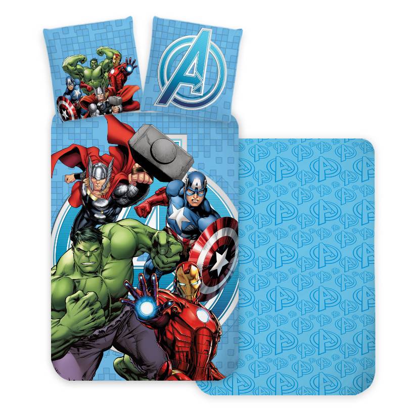 Avengers blå barns bäddset 100×135 cm, 40×60 cm