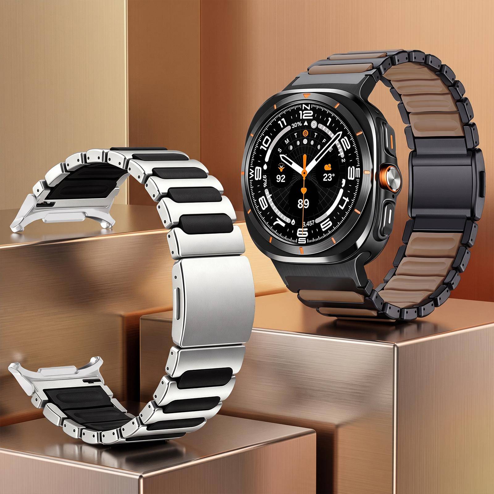 Silikon & Titanarmband Magnetiskt Spänne Remmar för Samsung Galaxy Watch Ultra 2 Armband Klockarmband för Galaxy Watch 9 8 Classic