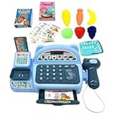 Early Math Skills Register, livsmedelsbutik Playset, Play Cash Register, Kids Cash Register Toy, Kalkylator Cash Register Toy Kids Play Cash Register with Light and Sound for Grocery Store Play