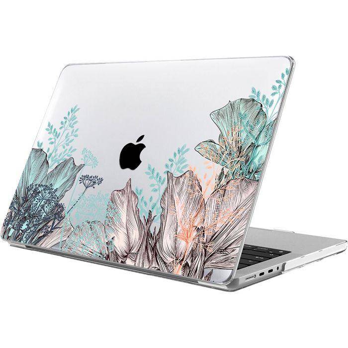 Skal för MacBook Air 13 tum 2025 2024 2022 M4 M3 M2, Ultratunt Lätt Hårt Skydd Elegant Växtmönster rosa