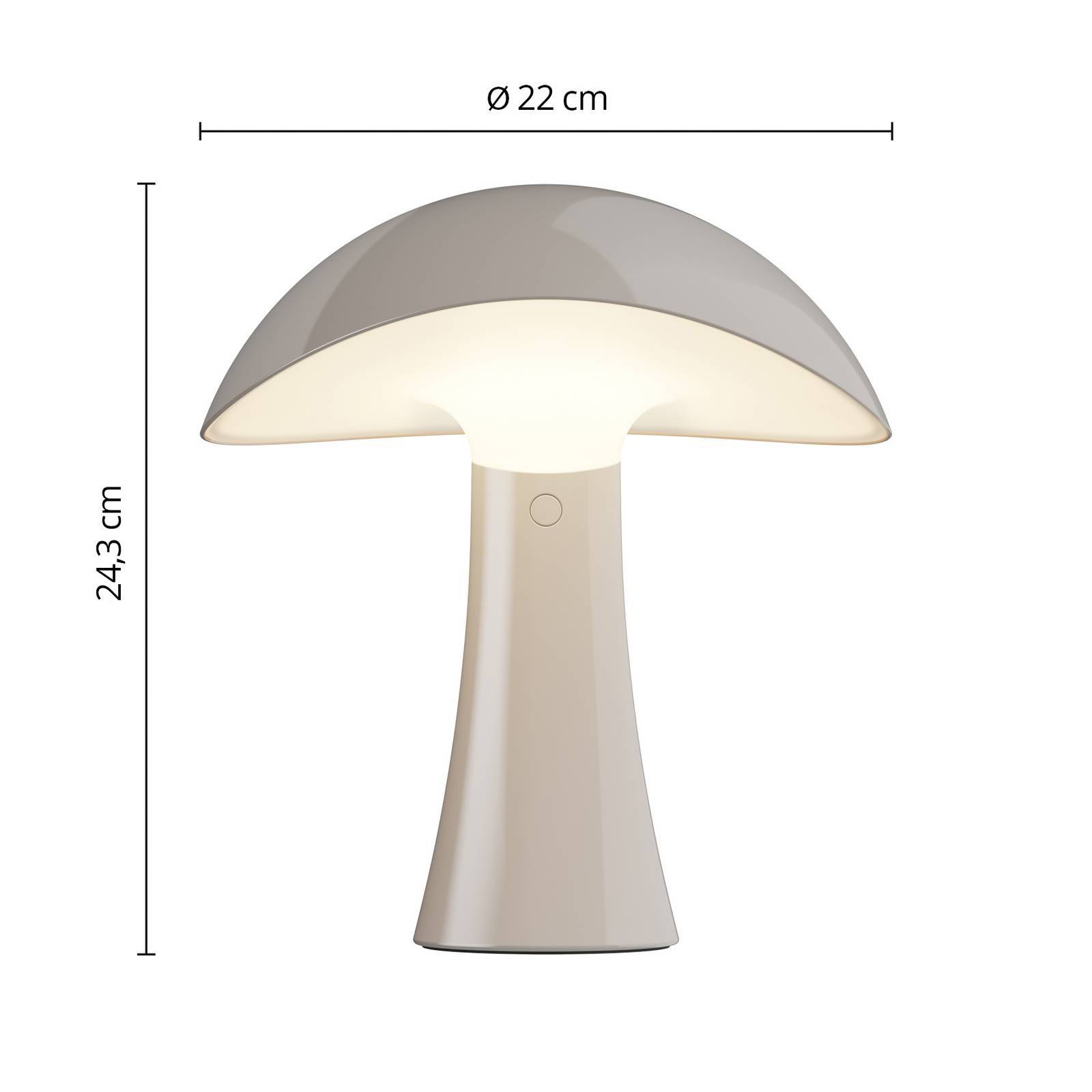 Louis Poulsen LED-batteridriven bordslampa Rumee 220, grå, IP44 dimbar, Aluminium / grå / zink, Vardagsrum / matsal, Syntetmaterial, Skandinavisk
