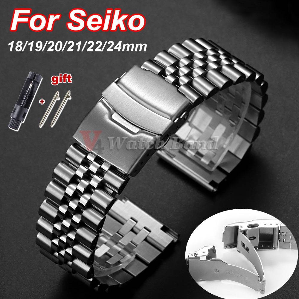 316L Stainless Steel Bracelet for Jubilee for Seiko SKX007/009 Straight End Metal Watch Band 18mm 19mm 20mm 21mm 22mm 24mm Strap