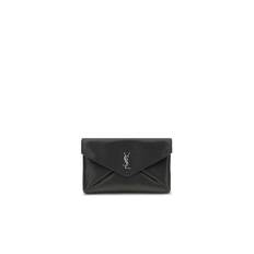 Saint Laurent, Taske, Herre, Sort, ONE SIZE, Sølv Logo Kuvert Clutch Taske