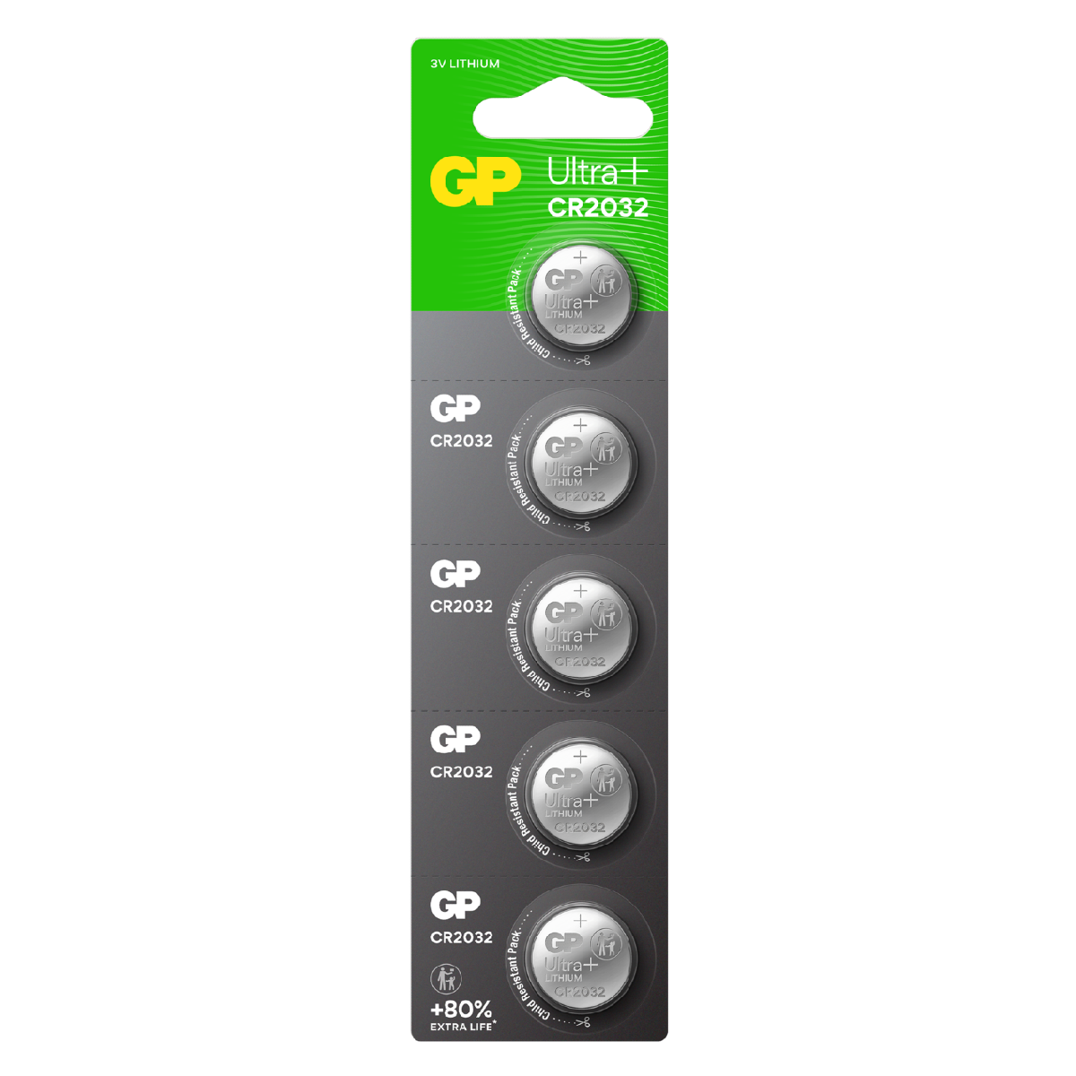 Knappcell GP Ultra Plus Lithium CR2032-4-pack