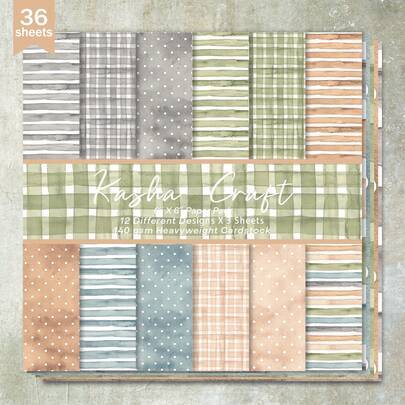 36 ark 6-tums (färgglatt randigt rutigt prickigt) scrapbookingpapper, lämpligt för bullet journals, collage, gratulationskort, bakgrunder och hantverk - Multifärgad