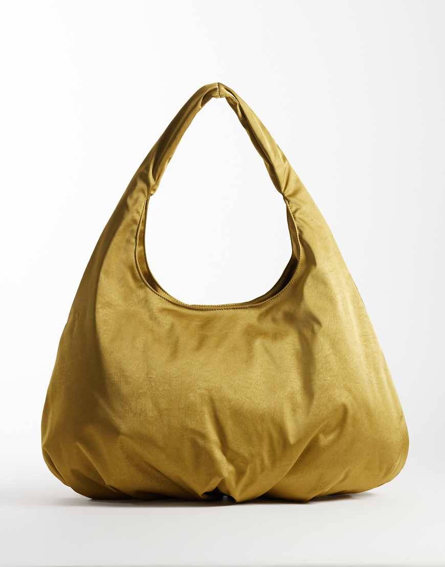 ASOS DESIGN oversized satin tote-taske i chartreuse-Grøn - No Size