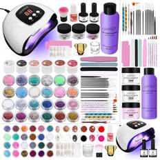 SPTHTHHPY Acryl Nagel Set 6 Stück UV Nagellack Set mit 48W UV/LED Nagellampe, 3 * 20g Acrylpulver 90ml Acrylflüssigkeit für Anfänger Selber Machen Acrylnägel