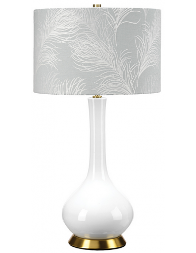 Milo Bordlampe i keramik og polyester H69 cm 1 x E27 - Antik messing/Hvid/Gråblå