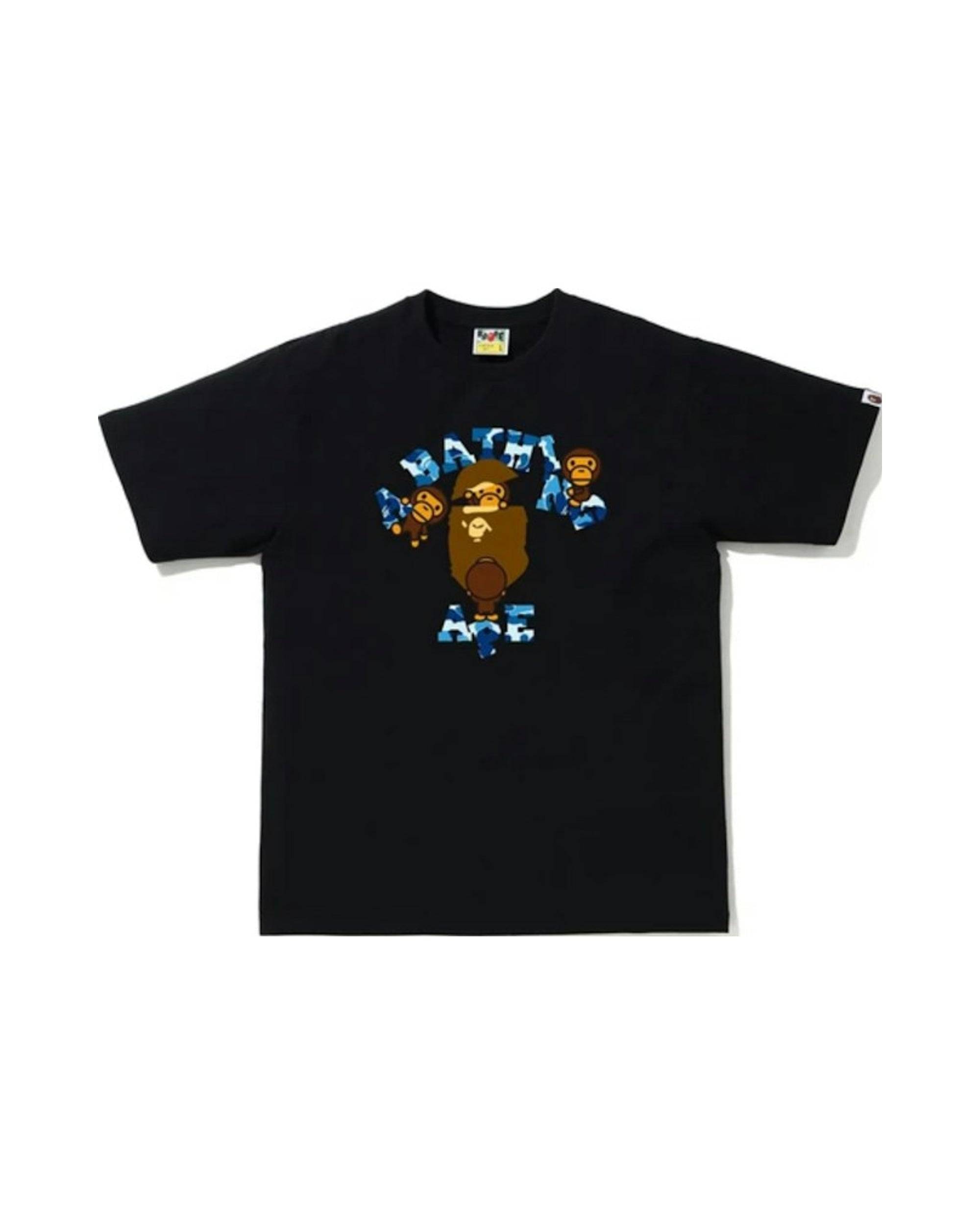BAPE ABC Camo College Milo Tee Black/Blue - M
