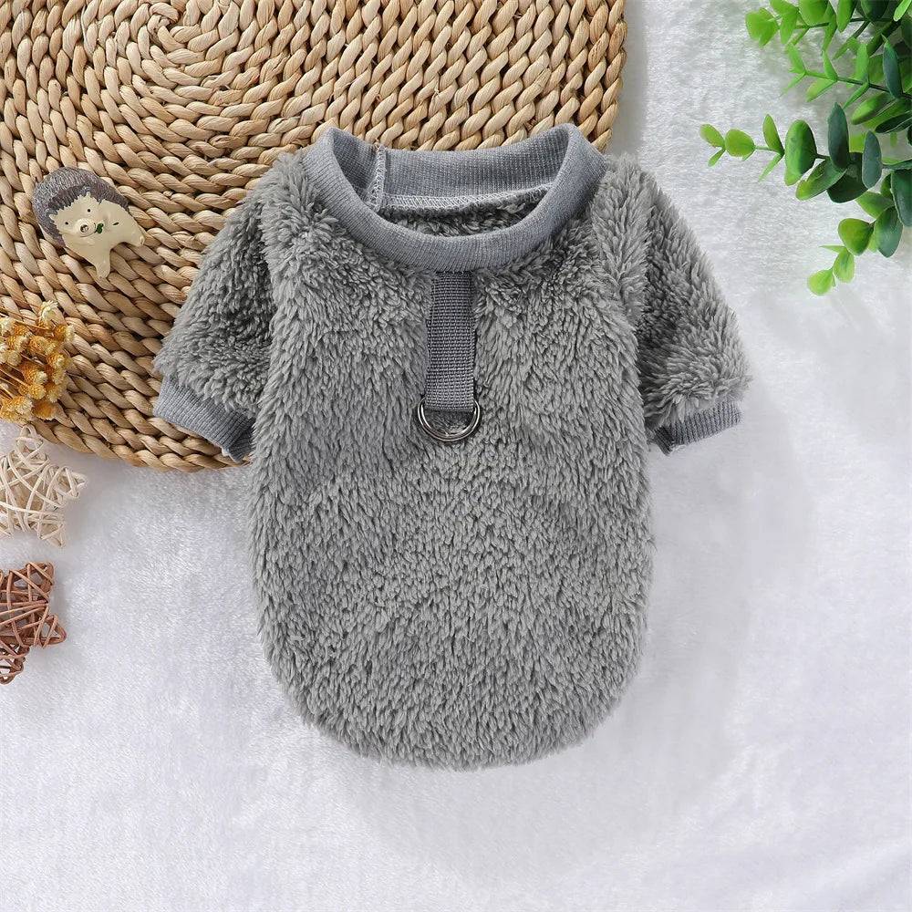 Plush Pet Sweatshirt for Cats & Small Dogs - Grey / M-suit 2-3kg / SPC (M-suit 2-3kg)