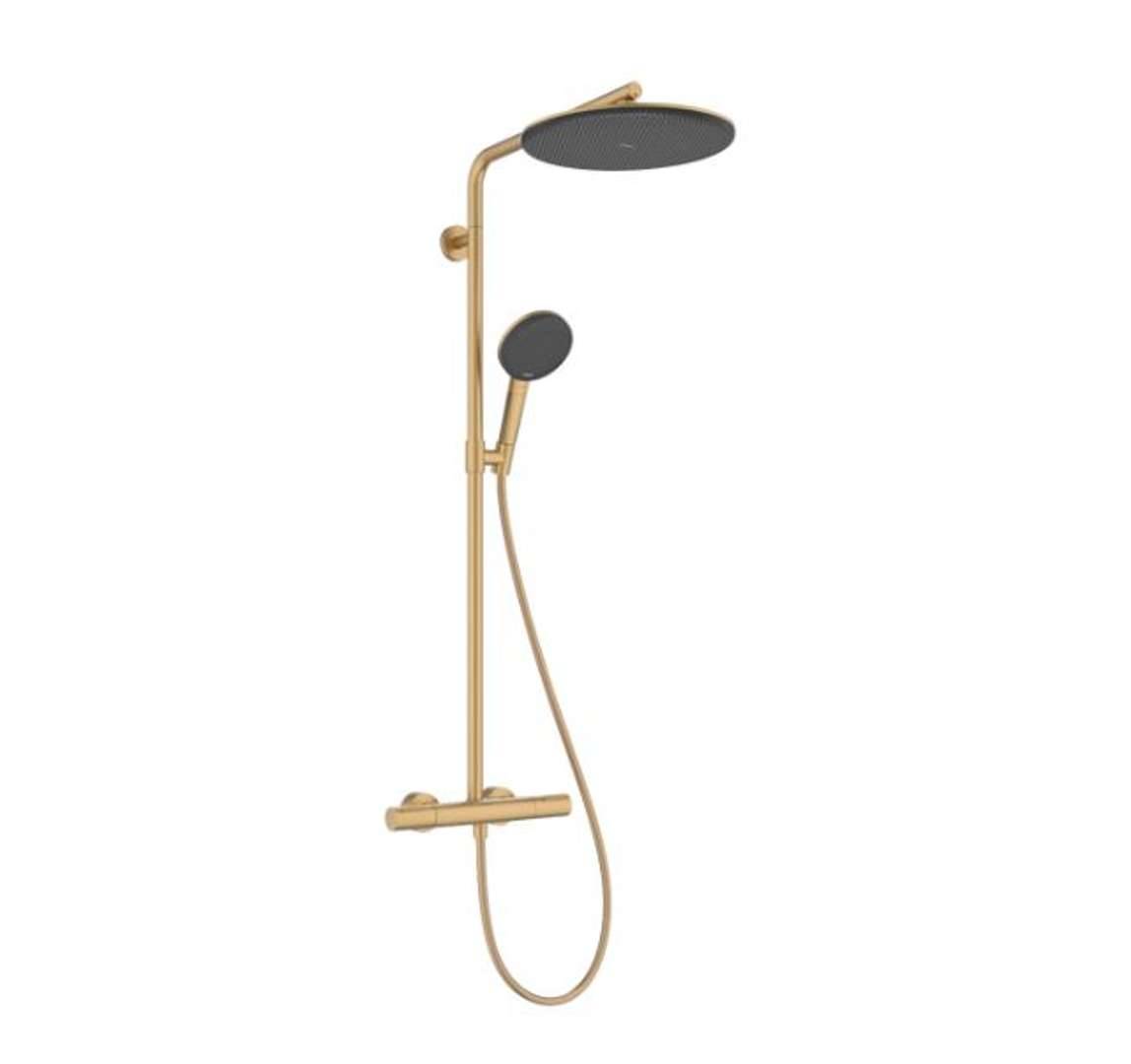 Hansgrohe Raindance Alive S Puro - Brusesæt med termostat, 21x34 cm, 3 stråler, EcoSmart, børstet bronze 24593140