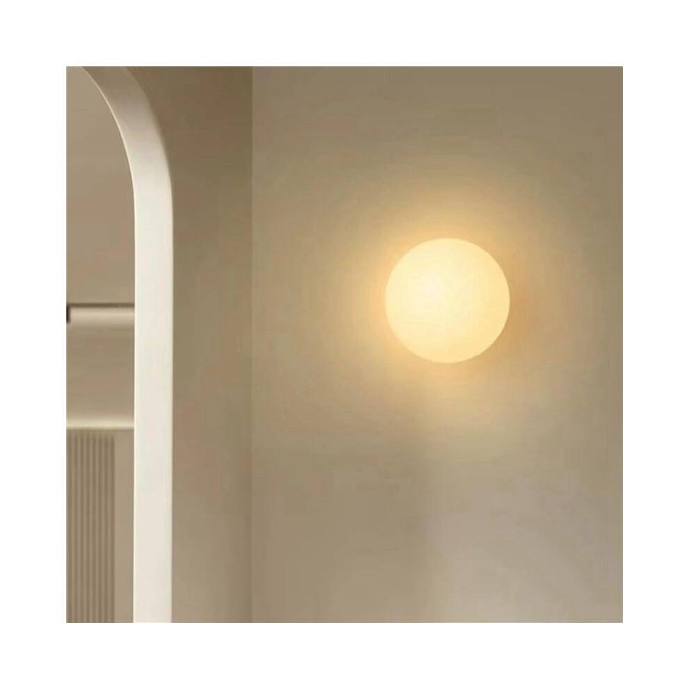 2X Modern Vägglampa i Glas Modern Vägglampa i Glaskula - LED Sovrum Sängbord & Vardagsrum Vägglampa D12cm