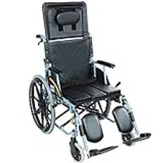 Aluminium Wheelchair, Lightweight and Foldable Frame, Attendant-propelled Wheelchair, Portable Transit Travel Chair, Removable Footrests, Seat Width: 46 Cm