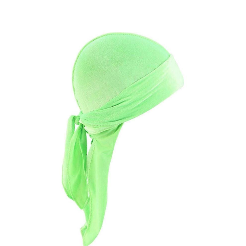 (Fluorescent Green) Durag Cap Solid Color Ultra Soft Keep Warm Velvet Men Women Head Wrap With Long Tail For Winter/YY