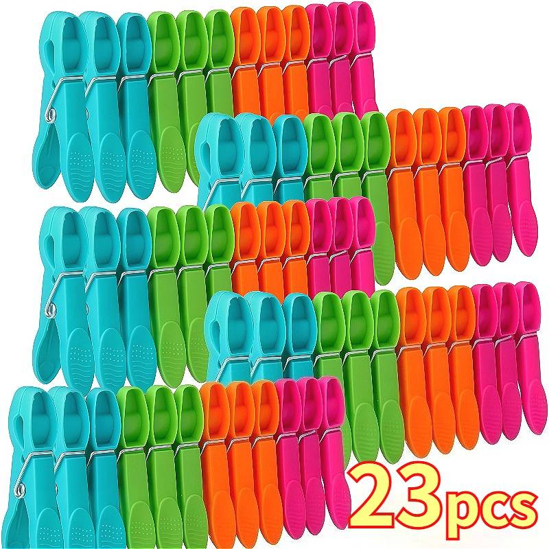 23-pack Random Color Heavy Duty Plastic Clothes Pins For Outdoor Use, Colored Clothespins With Springs For Hanging Clothes, Clothes Drying Line Pegs, Craft Picture Clips, Package Clips, Clothes Pins