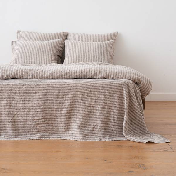Fladt lagen i hør, Choco Naturlig, Ticking Stripe