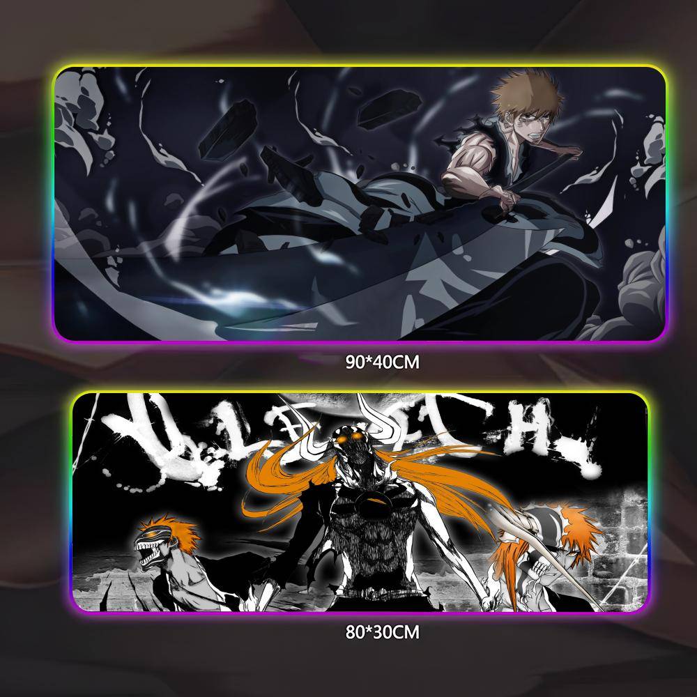 BLEACH Ichigo Anime Musmatta Spelare Ljusstyrka LED Musmatta Spelbord RGB Skrivbordsmatta Tangentbord PC Musmatta