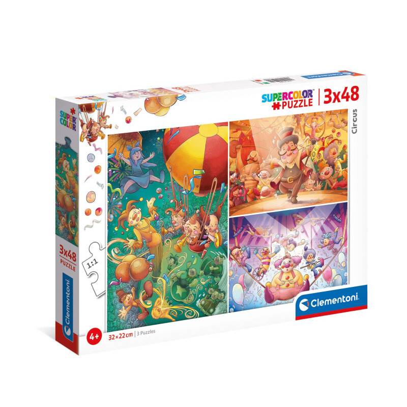 Clementoni 25264 Supercolor Der Zirkus – Puzzle 3 x 48 Teile ab 4...