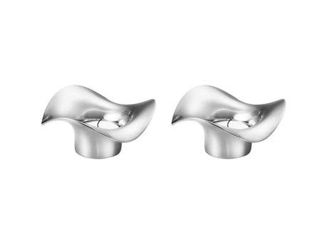 Georg Jensen Cobra Fyrfadsstage - 2 stk. - Ø 9,9 x H 4,9 cm - Rustfrit stål - Mat