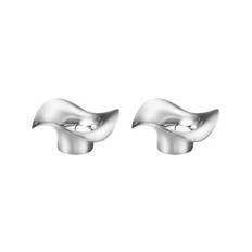 Georg Jensen Cobra Fyrfadsstage - 2 stk. - Ø 9,9 x H 4,9 cm - Rustfrit stål - Mat