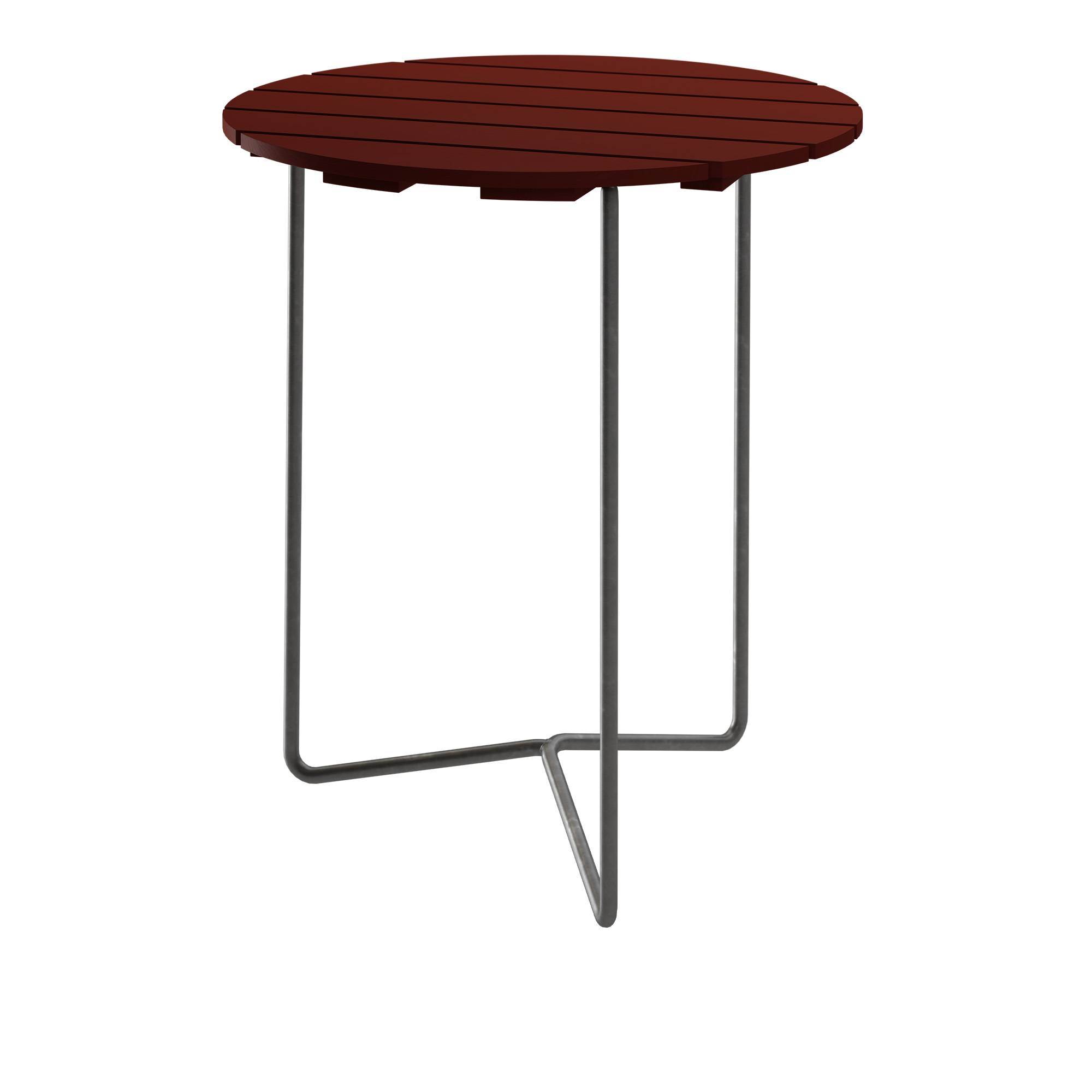 Grythyttan Stålmöbler - Table 6B Ø60 cm Dark Red Oak With Hot Galvanized Steel Base - Udendørs små borde og sideborde - Træ farvet - Metal/Træ