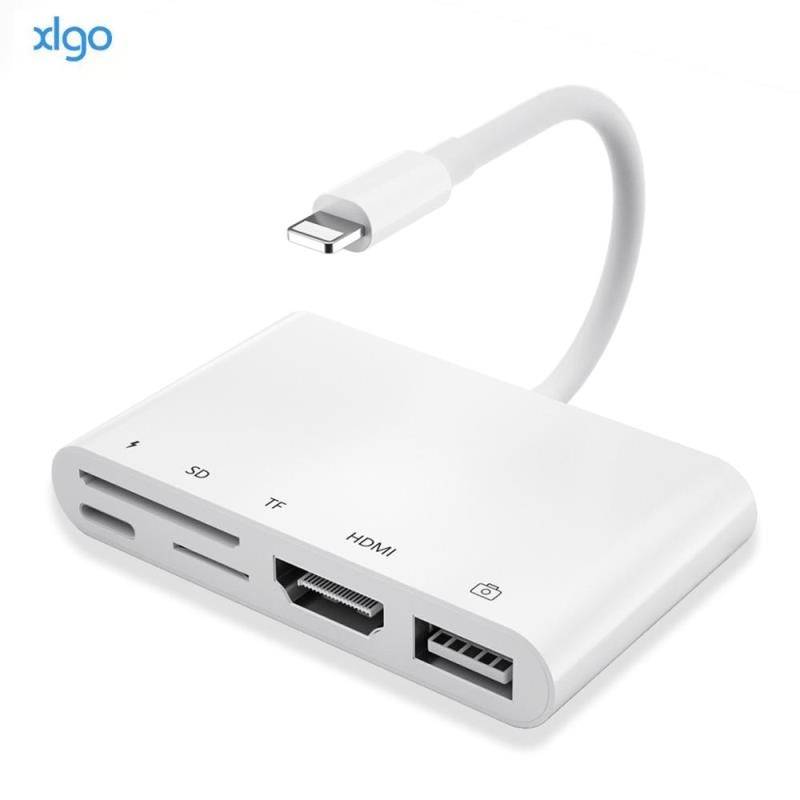 Blixt till hdmi 1080p digital av jack usb -kabel för projektor bildskärm tv otg adapter för iphone 12 11 pro max xs pro se2 ipad - 2 i 1 otg