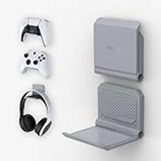 PlayVital 2st FOLD Väggfästeshållare för ps5/för ps4 Hörlursställ för Xbox Series X/S, för Switch Pro, för Xbox Wireless Headset, för Pulse 3D Headset-Nytt Hopp Gray