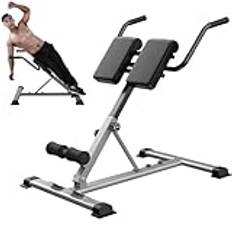 Roman Chair Hyperextension Bench, Back Extension Bench Machine for Glute, Hamstring and Lower Back, Multipurpose Adjustable Exercise Equipment, for Home Gym Fitness,Grey