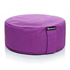 BODYMATE Rund Yogakudde 31 cm i diameter, 13 cm hög med Fyllning av Boveteskal – Maskintvättbart Överdrag av 100% Extra Tjock Bomull – Meditationskudde – Sittdyna