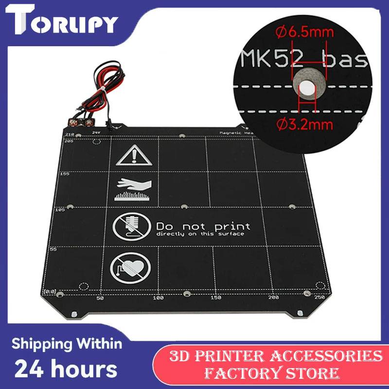 24V PRUSA I3 MK52 MK3S Hot Bed Plate with Magnet Version 24V 220W Hot Bed Sheet Soft Magnet Build Plate for 3D Printer Parts